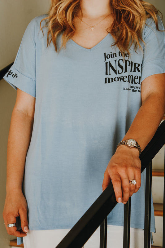 INSPIRE Lt Blue V Neck T-Shirt